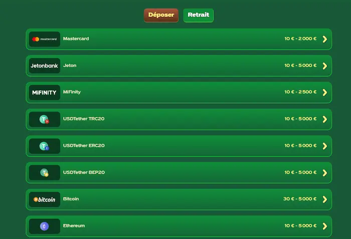 GreenLuck Connexion pay
